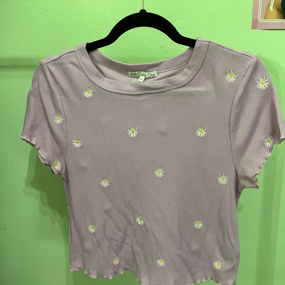 Rebellious One Purple Daisy Crop Top